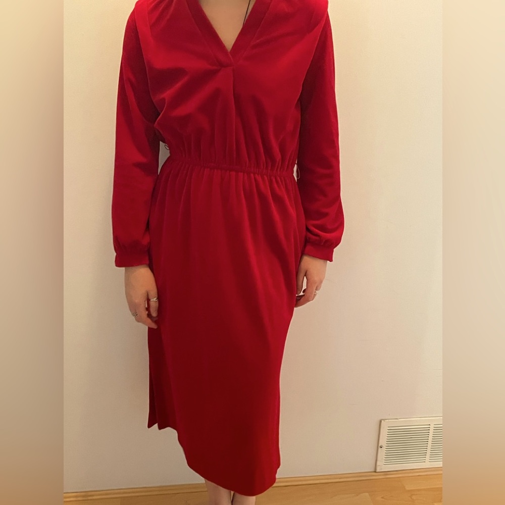 Rare Vintage 1970s Jonathan Logan Red Velvet Dress Vintage